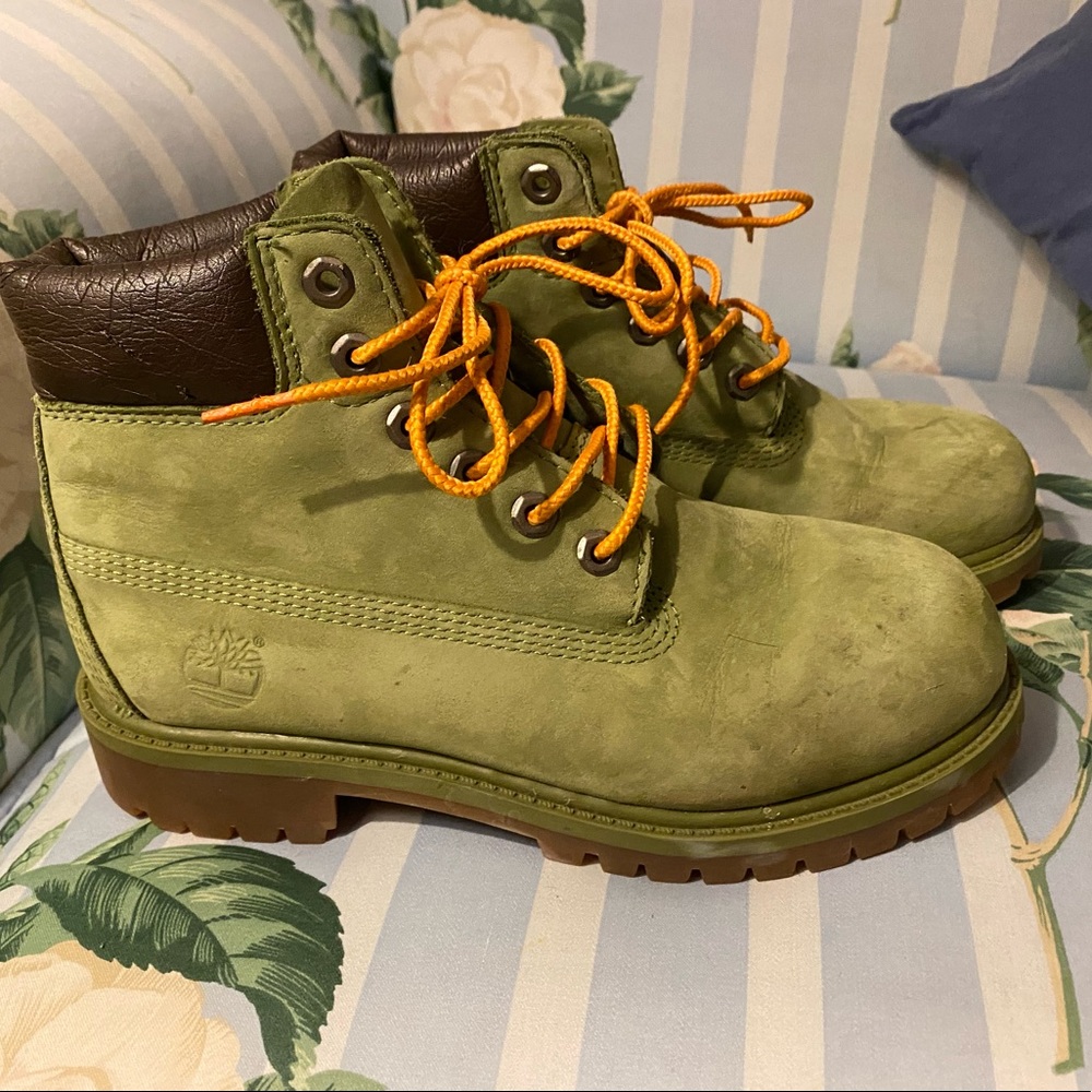 Timberland Boys Ankle Boots Olive Round Toe Sz 1.5